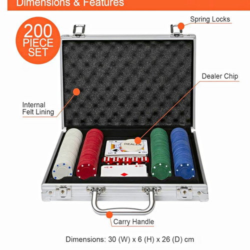200 chip poker - set, aluminium